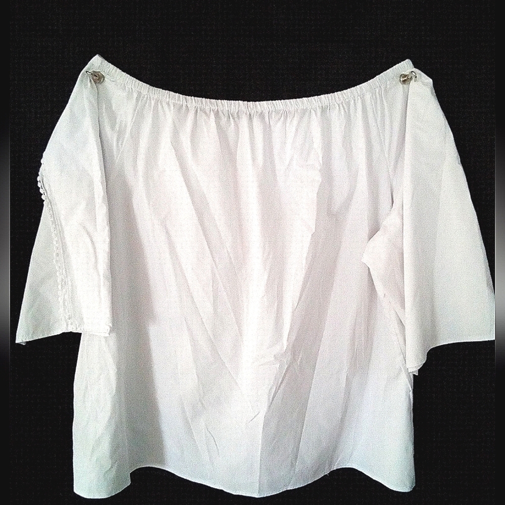 Zac & Rachel off the shoulder peasant blouse, white, 3XL,